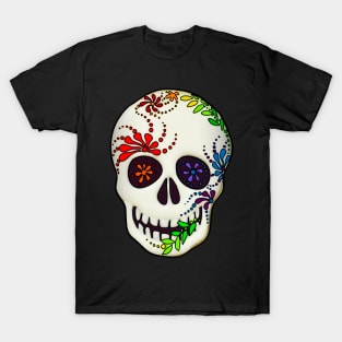 Beautiful Day of the Dead Colorful Skull Halloween Design T-Shirt